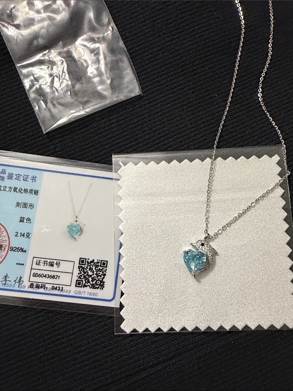 Silver Necklace with Blue Heart Pendant - Women Jewelry